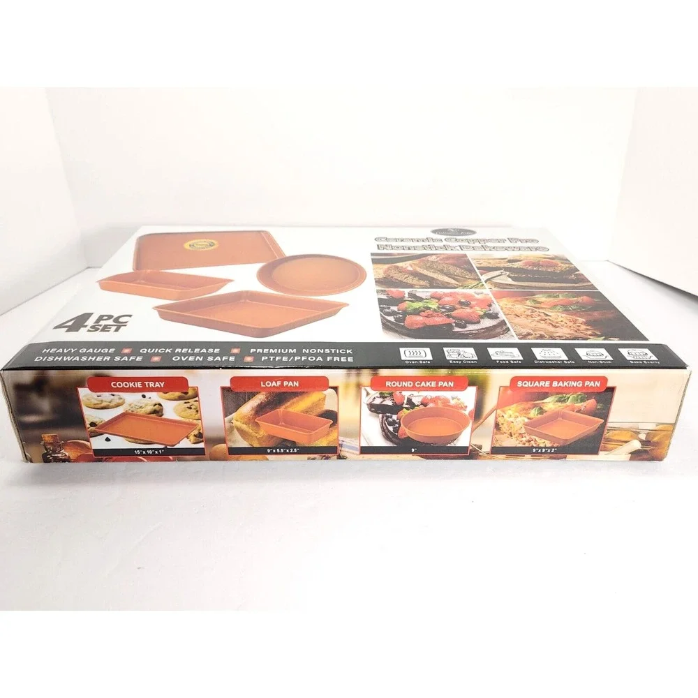 Culinary Edge Copper Ceramic Nonstick‎ Bakeware Set, Assorted Items, 4 Piece
